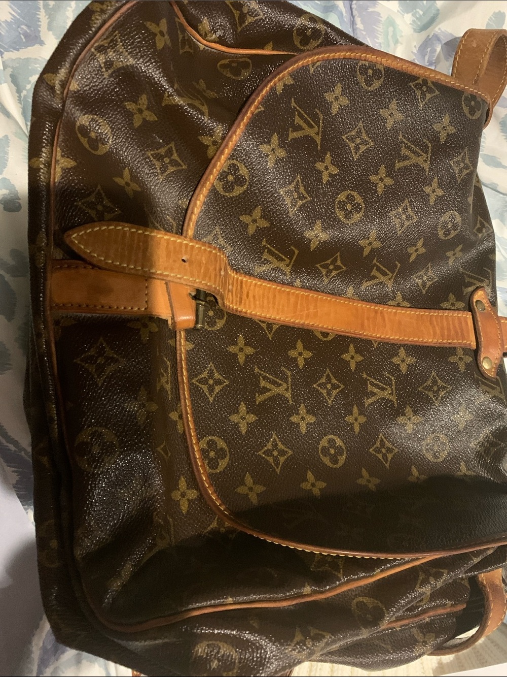 Louis Vuitton Brown Monogram Canvas Duffel with Tan Leather Trim and Straps